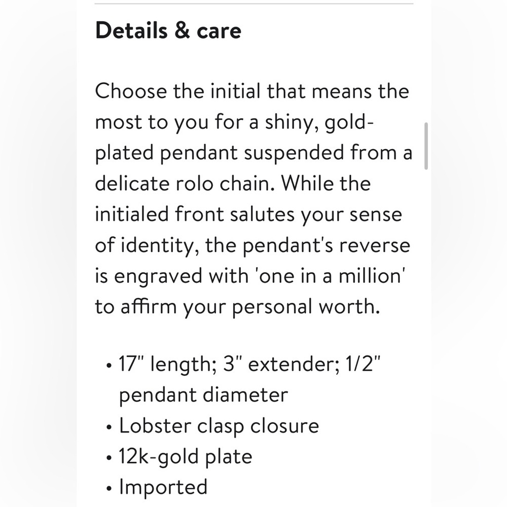 Kate Spade NY Initial Necklace Gold “S” On Front “one in a million” On Back - Picture 4 of 4